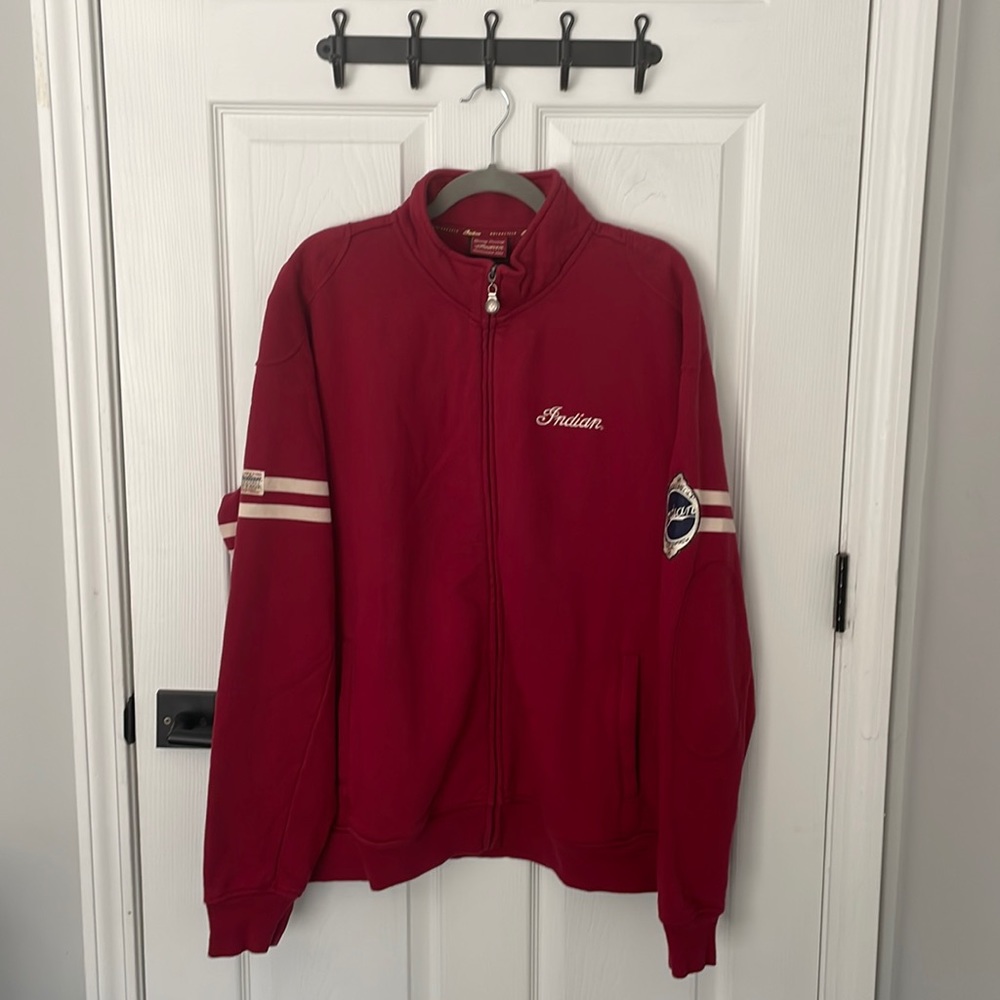 Indian motorcycle red zip up sweatshirt